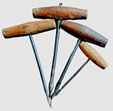 4 SUCCHIELLI TRIVELLINI-TRIVELLA A MANO ANTICHI DA FALEGNAME