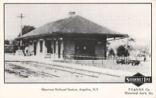 Angelica NY New York Shawmut Line treno ferrovia trolley deposito cartolina d'epoca G22