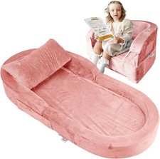 Lettino e Sedia da Viaggio per Bambini-Paraurti di Sicurezza Rialzati in Schiuma Pieghevole Lettino Portatile