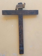  CROCE LEGNO CON CARTIGLIO DORATO PERFETTA PER ALLOGGIARE CRISTO ANTICO