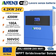 4200W Inverter Solare On-Grid Off-Grid Ibrido MPPT 100A 24V 220/230VAC 500V WIFI
