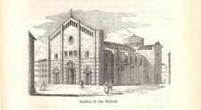 PAVIA Basilica di San Michele Maggiore STAMPA ANTICA del 1858 Antique print