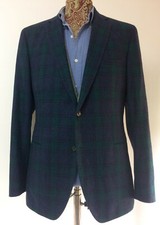 GIACCA CANTARELLI TG. 54 FLANELLA BLU VERDE SFODERATA STILE BOGLIOLI LARDINI
