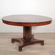 ANTICO TAVOLO ROTONDO IN LEGNO DI MOGANO A VELA DA PRANZO INGLESE PIEGHEVOLE