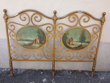 TESTATA LETTO FERRO CON PAESAGGI DIPINTI - QUASI MATRIMONIALE - FINE '800 EMILIA