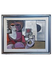 Dipinto 'Il Fiore Rosso', Vernice su Sabbia, di Vittorio Maria Di Carlo del 1973