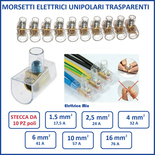 Morsetti elettrici unipolari - morsetti,