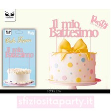Cake Topper Il Mio Battesimo Rosa - 18x15cm per torta