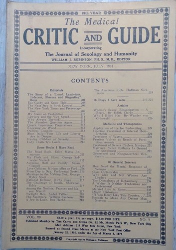 July 1931 medical critic - medical, and