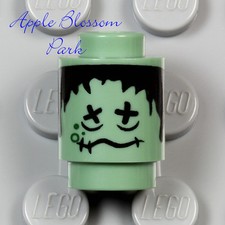 NUOVO Lego Knight Bus verde sabbia TESTA RIMPICCIOLITA con capelli neri - Harry Potter 4866