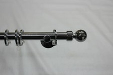 BASTONE PER TENDA FINITURA ACCIAIO LUCIDO COMPLETO --- TERMINALE SFERA PICCOLA