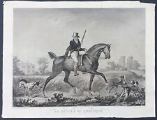 stampa antica acquatinta Debucourt after Vernet 1820 ritorno cacciatore grande