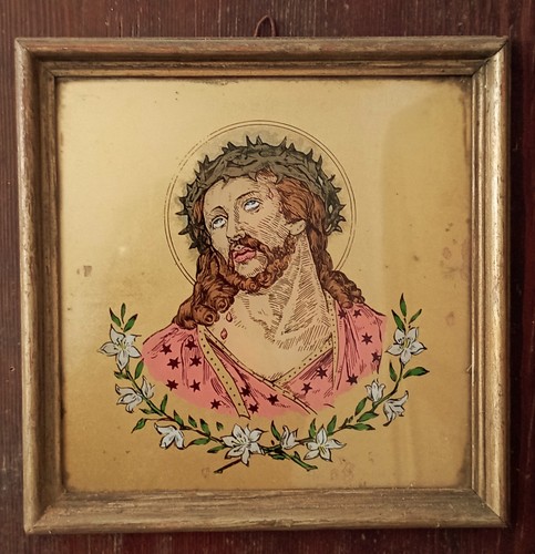 Antica immagine sacra vetro - immagine,