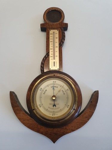 Nautical wooden barometer and - barometer,