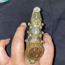 Anello Steampunk Full Finger Misura 8,5 Regolabile Articolato Goth Punk Gear Multi