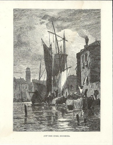 Stampa antica venezia barche - antica,