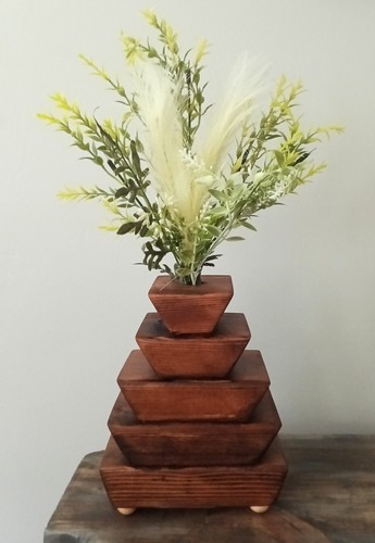 Vaso fiori finti legno - vaso,