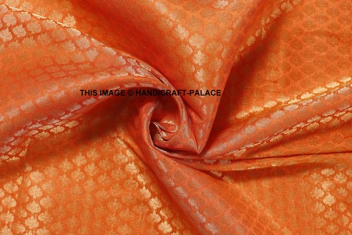 Arancione broccato tessuto - arancione,