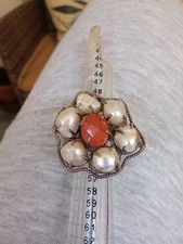 anello argento 925 stile antico  perle  Corniola
