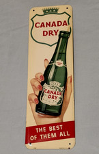 Insegna Pubblicitaria Vintage Canada Dry Tin Door Push C1591 Goffrata Nuova Vecchio Stock