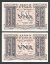 LOTTO 2 BANCONOTE 1 LIRA