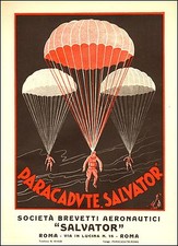 PUBBLICITA' 1928 PARACADUTE SALVATOR BREVETTO AERONAUTICA PARACADUTISTI FRERI