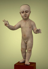 Bambinello Napoletano Gesù di Praga legno scultura ihs 25 cm design arte sacra