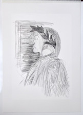 Mario Ceroli Quell'inferno di Dante Litografia formato 52 x 37 cm. Seat 1984