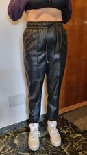 Leggings tipo baggy PU nero lucido da discoteca tg. M