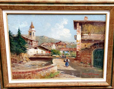 PITTORE -ERMANNO CLARA 1880-1946 ' UNA STRADA A BAGNASCO' CUNEO -PIEMONTE
