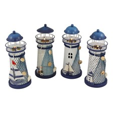 Faro Con Candela In Metallo 7,5 X 18 Cm Sea-Club