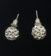Trendy Unisex Shamballa Earrings with Clear Pave Swarovski Crystals 8mm