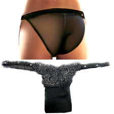 2 Perizoma sexy aperto da donna nero trasparente tanga intimo hot ricamato tanga