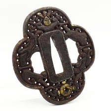 Tsuba Nanban arabesco giapponese antica spada adatta samurai Katana Wakizashi
