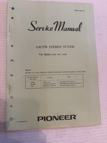 Pioneer 1000 sintonizzatore - pioneer, tx-1000