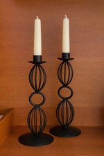 Coppia Candelabri In Ferro