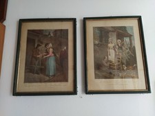 Coppia di Quadri con  Stampe Antiche e Cornice In Legno restaurata