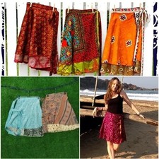 Lotto all'ingrosso 10 pezzi gonne vintage indiane in seta fatte a mano...