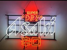 Asahi Beer Super Dry 24"x20" Neon Light Sign Lamp Wall Decor Bar Open Real Glass