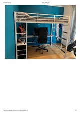 Letto a Soppalco per Ragazzi 140 X 200 Cm, Letto a Castello Con Luce LED 