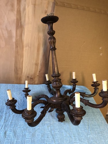 Vecchio lampadario legno - , 8