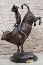 Bronzo Scultura Statua Rodeo Firmato Artistico Cowboy Figura Art Regalo Decoro