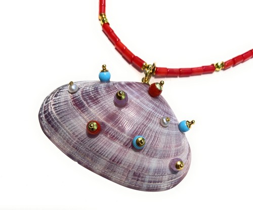 Collarino corallo pendente - collarino,