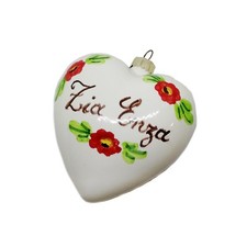 Pallina di Natale in Ceramica di Vietri Fatta a mano Cuore Bianco Personalizzato