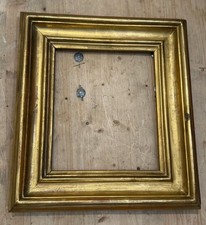 Magnifica cornice '700 in legno dorato a foglia, incastro posteriore a cassetta