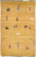 Originale Tappeto Persiano Gabbeh Ghashghai Orientale 144 CM X 90 Vecchio Natura