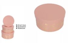 Set 3 Pezzi Scatole Box Regali Varie Misure Matrioska Tonde Rosa Fiori dfh