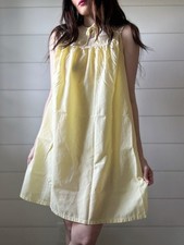 Camicia da notte vintage gialla anni 60 stile cambio semitrasparente cravatta top mod