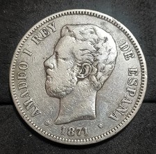 5 PESETAS, AMADEO I, AÑO 1871