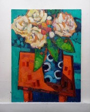 Quadro Dipinto Fiori Natura Morta Olio Tavola Cm30x40